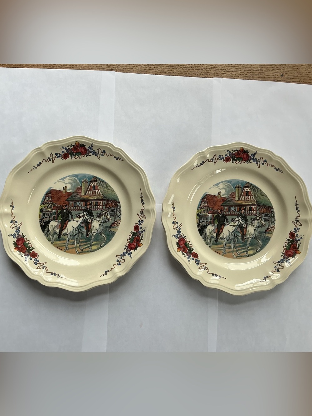 Set of two vintage Sarreguemines Obernai Plates, 10” round